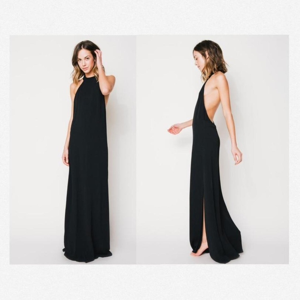 Flynn Skye Tyra Halter Back Black Maxi Dress